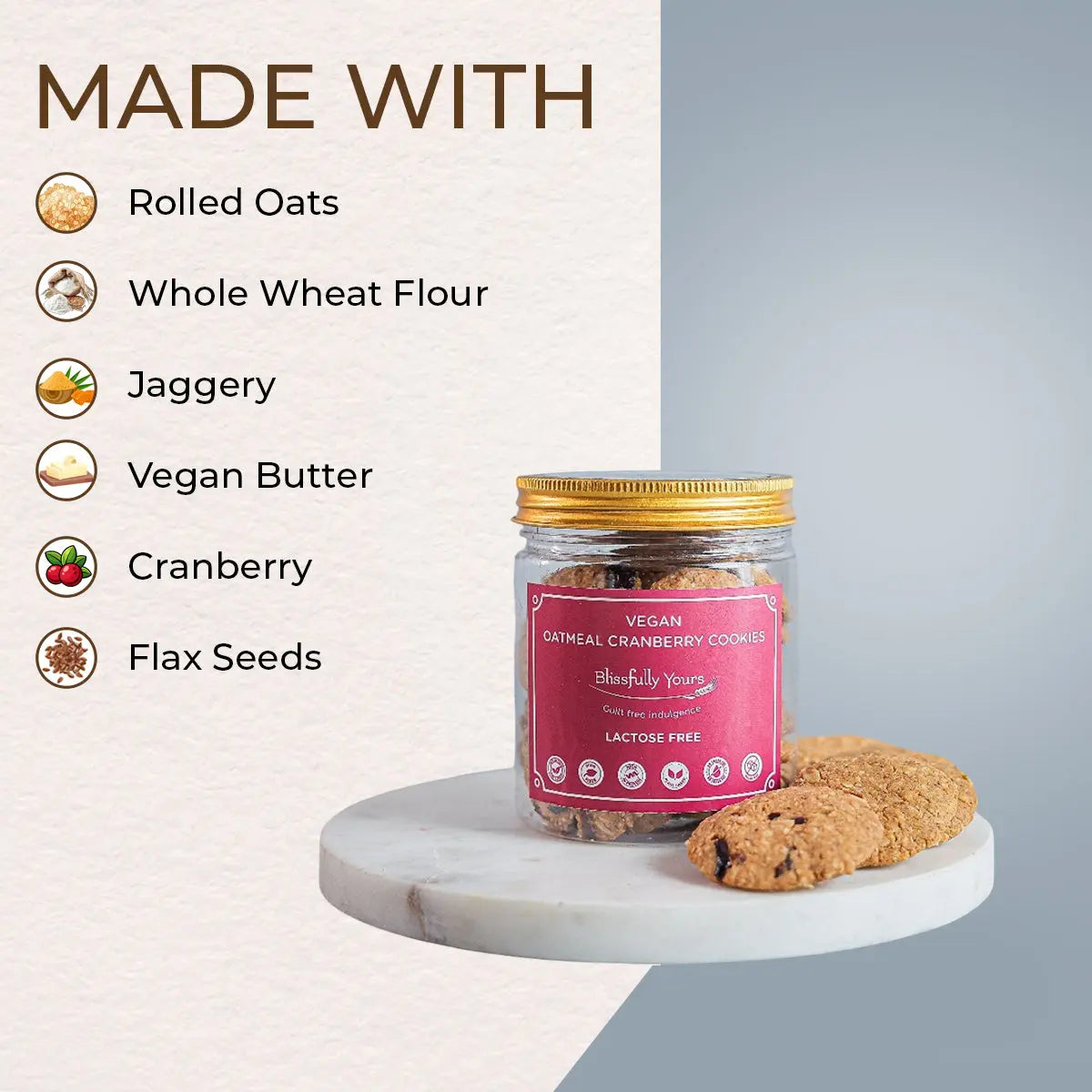 Vegan Oatmeal Cranberry Cookies Blissfully Yours