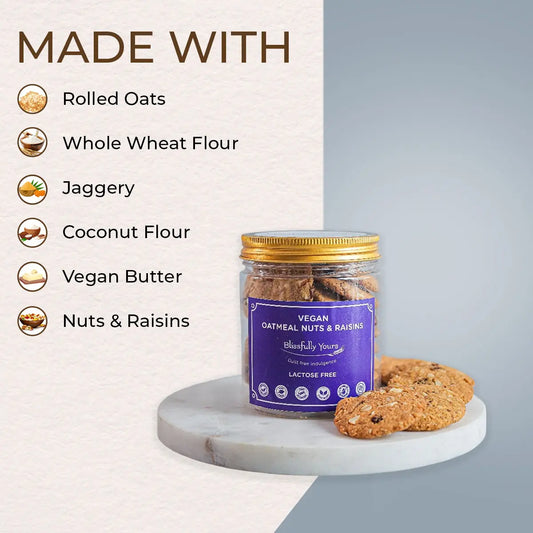 Vegan Oatmeal Nuts & Raisins Cookies Blissfully Yours