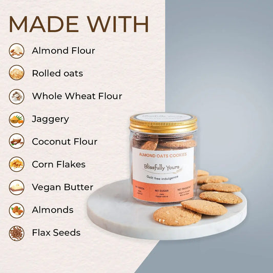 Almond Oats Cookies Blissfully Yours