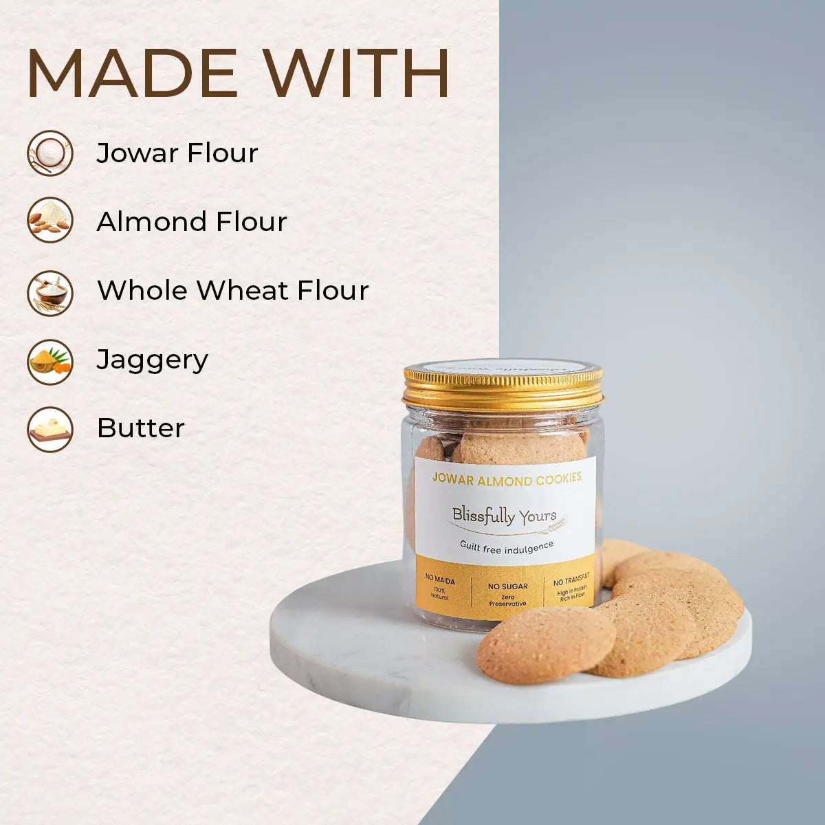 Jowar Almond Cookies Blissfully Yours
