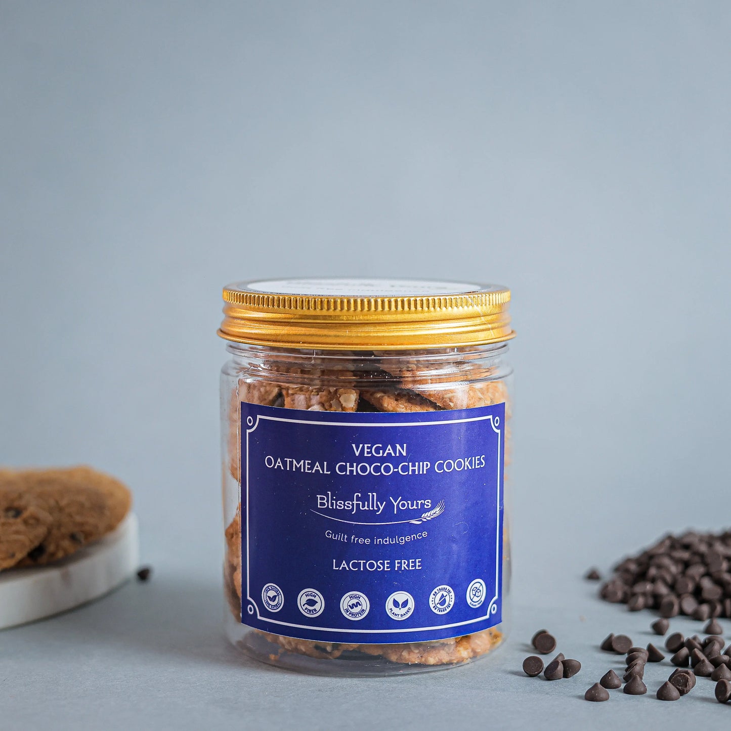 Vegan Oatmeal Choco chip Cookies Blissfully Yours