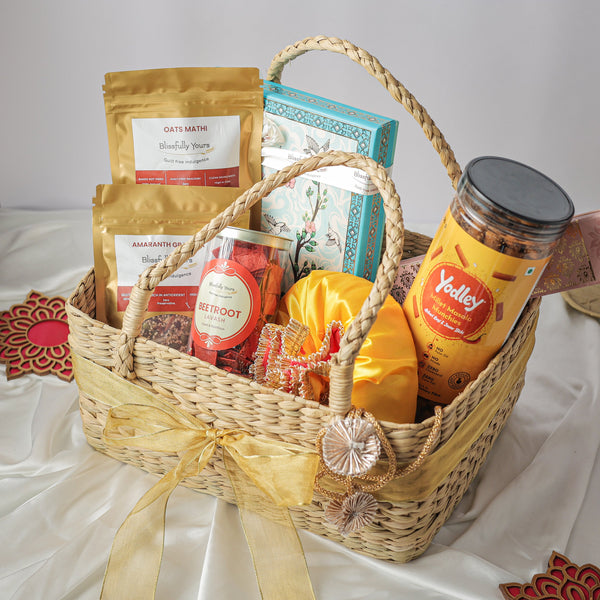 AABHA Premium gifting basket filled with assortment goodies
