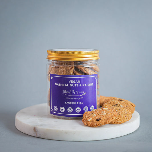 Vegan Oatmeal Nuts & Raisins Cookies Blissfully Yours